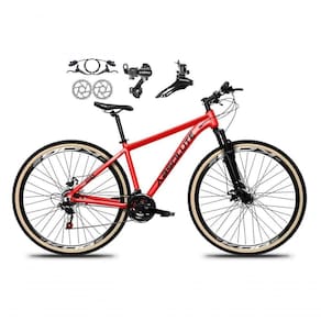 Bicicleta Aro 29 Absolute Nero 5 Shimano Freios Hidráulicos 24v Garfo Suspensão Pneu Faixa - Vermelho Tam.19