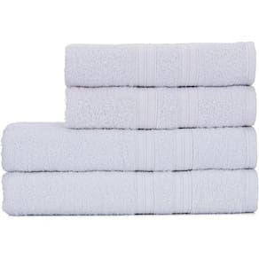 Jogo De Toalhas De Banho 4 Peças 100% Algodão Alta Absorção (2 Banho + 2 Rosto ) Padrão Hotel/pousada - Branca