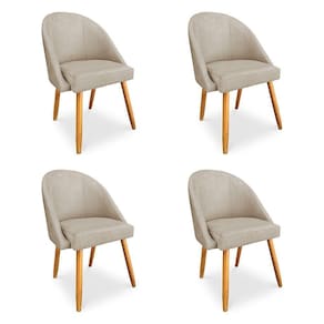 Kit 04 Cadeiras Jantar Bela Suede Pés Palito Castanho - Pallazio Bege