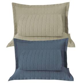 Combo 2 Kit Cobre Leito Colcha Monaco King Dupla Face - Cáqui - Azul