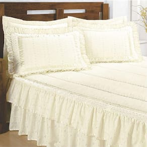 Colcha Lese Casal Queen Com Babado Duplo 07 Peças - Palha 100% Brasileira