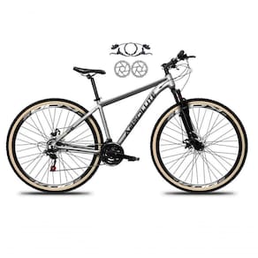 Bicicleta Aro 29 Absolute Nero 5 Freios Disco Hidráulicos 24v Garfo Suspensão Pneu Faixa - Cinza Tam.21