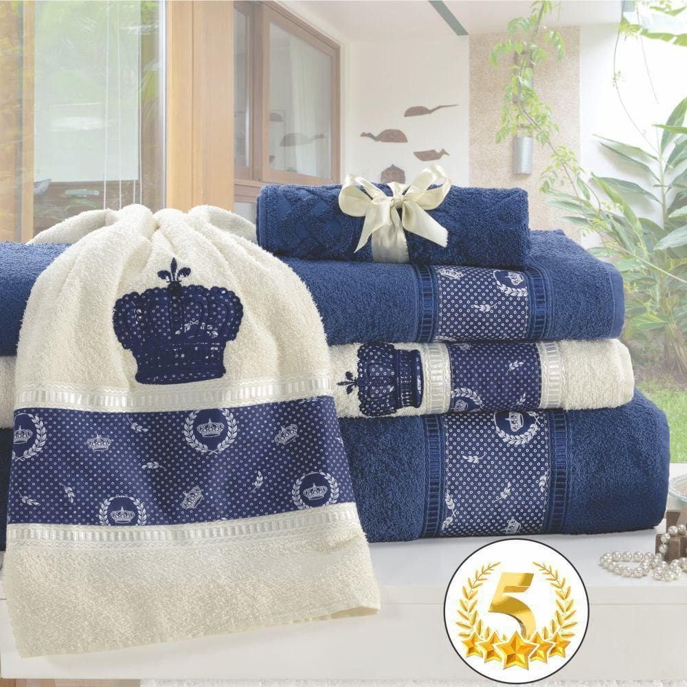 Jogo Toalhas Banho 5 Peças Império - Azul