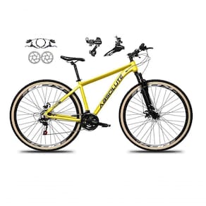 Bicicleta Aro 29 Absolute Nero 5 Shimano Freios Hidráulicos 24v Garfo Suspensão Pneu Faixa - Amarelo Tam.17