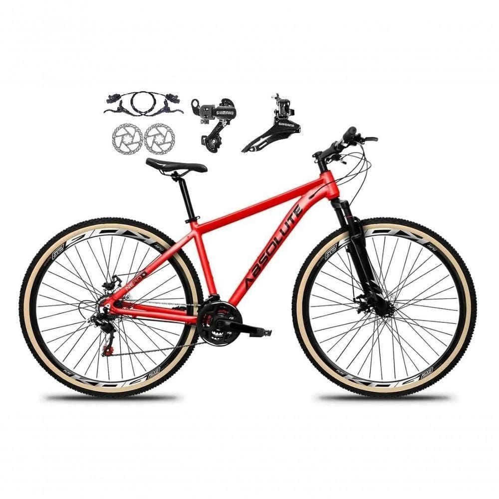 Bicicleta Aro 29 Absolute Nero 5 Shimano Freios Hidráulicos 24v Garfo Suspensão Pneu Faixa - Vermelho Tam.17