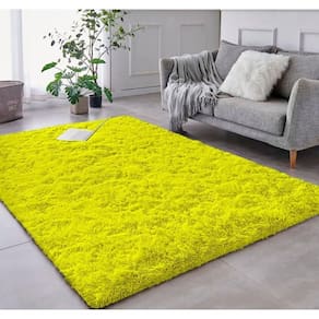 Tapete Sala Felpudo Peludo Amarelo 200 X 200 Cm