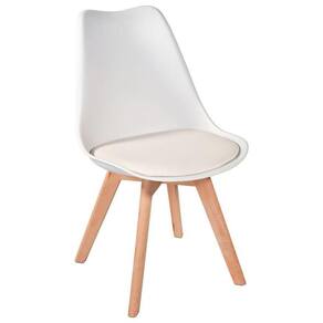 Kit C-7 Cadeiras Leda ? Charles Eames, Saarinen Wood Com Almofada Branca