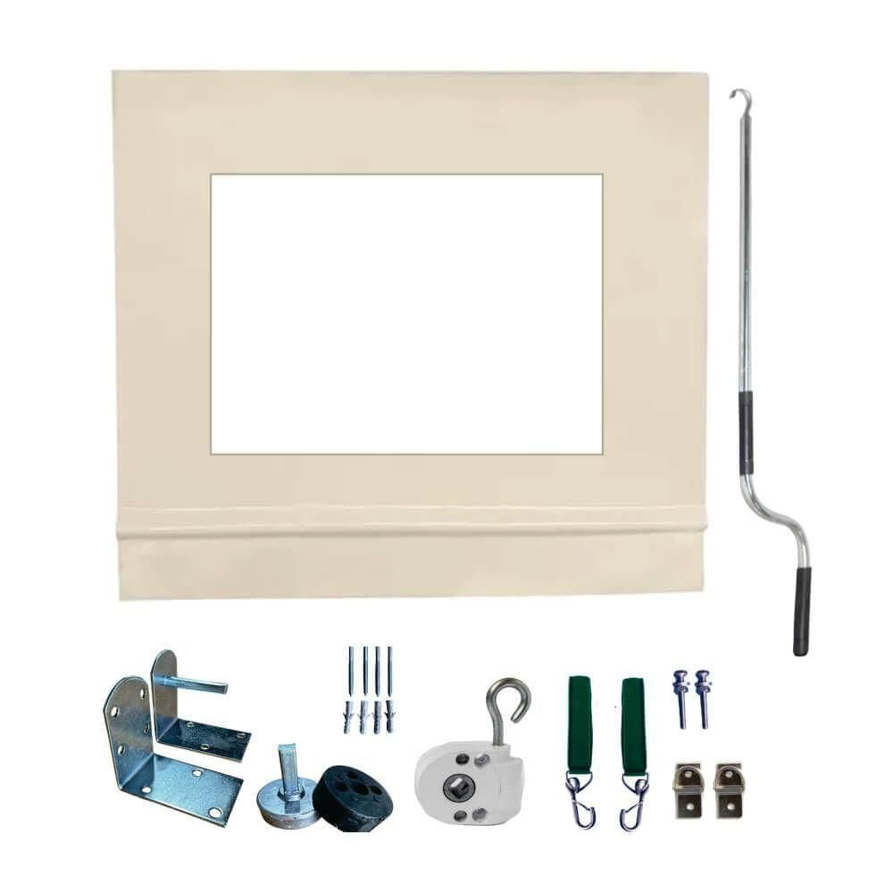 Toldo Cortina Bege C/ Visor - 3,20m X 2,70m - Kit Completo