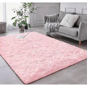 Tapete Sala Felpudo Peludo Rosa Bebe 120 X 200 Cm