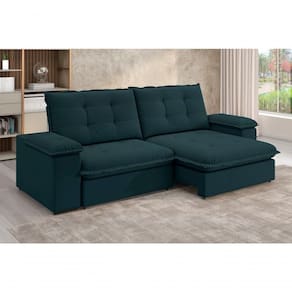 Sofá Fofão Premium 2,30m Retrátil/reclinável Suede Petróleo - Xflex Sofas