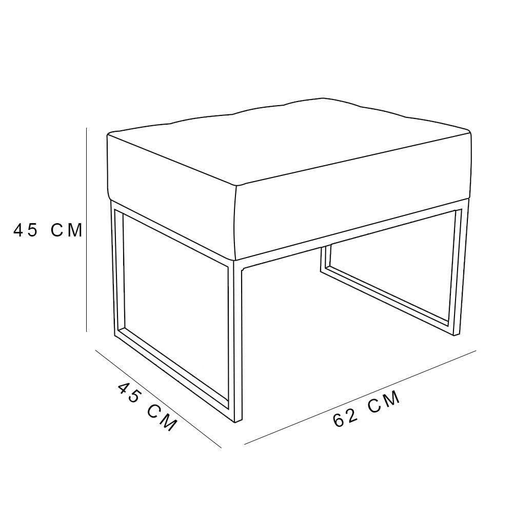 Kit 02 Puffs Lisa Suede Base Metálica Industrial Prata Grafite