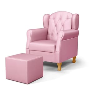 Poltrona De Amamentação Pés Madeira E Puff Letícia Sintético Rosa