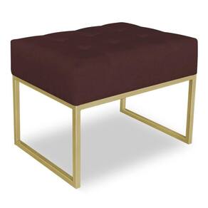Puff Lisa Suede Marsala Base Metálica Industrial Dourado