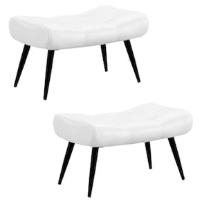 Kit 2 Puffs Decorativos Para Sala De Estar Pés Palito Lord Facto Dunas Branco - Ibiza