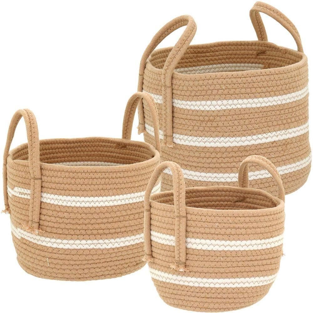 Singara Cesta Tecido Bege 3Pç