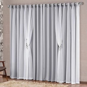 Cortina Bélgica 2 Mts Sala Quarto Blackout Para Varão - Cinza