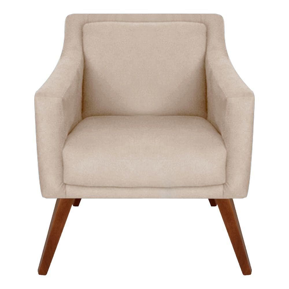 Poltrona Decorativa Adriele Para Sala E Recepção Suede Bege - Majú Decor