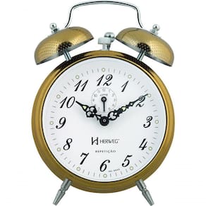 Relógio Despertador Mecânico Vintage Retro Herweg Ref - 2380 Dourado