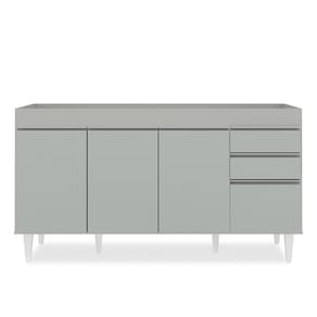 Balcão De Cozinha Para Pia 150cm 4 Portas Sem Tampo Marrocos Cinza Claro - Lumil