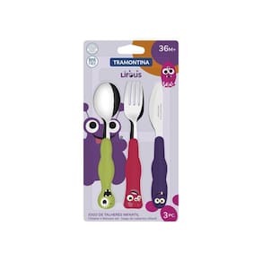 Jogo De Talheres Infantil Tramontina Lirous Colorido 03 Peças