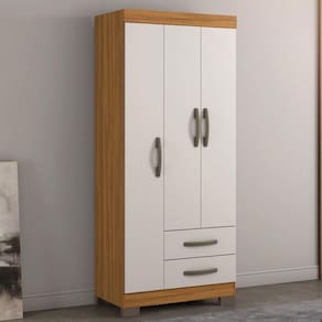 Guarda Roupa Solteiro Nt5000 3 Portas E 2 Gavetas Com Pés Notável Freijo Trend Com Off White