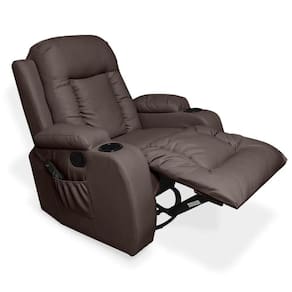 Poltrona Decorativa Massagem Reclinável E Aquecimento Giratório Balanço 2 Porta Copos Marrom