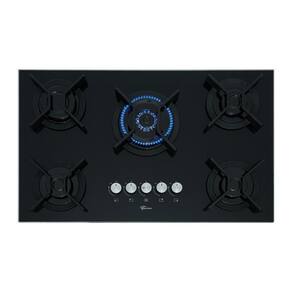 Cooktop A Gás Fischer 5 Bocas Tripla Chama Infinity Com Trempe De Ferro Fundido Mesa Vidro 26298-57077 Bivolt