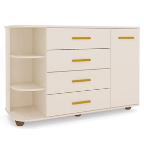 Cômoda Infantil Com Cantoneira E 4 Gavetas 100% Mdf New Lorena Off White Phoenix