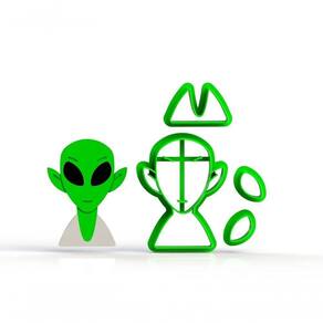 Cortador Alien Rosto Alienigena Modular Mod 2 (et Extra Terrestre) Tamanho 7 Cm