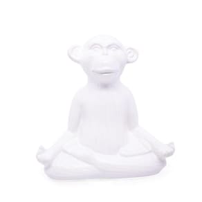 Enfeite Decorativo Macaco Yoga Meditação Cerâmica Branco 17 Cm F04 - D`rossi