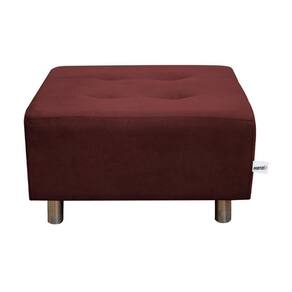 Puff Para Sala Quadrado Decorativo Com Pés Com Alumínio Nero Matrix - Veludo Vinho Marinho
