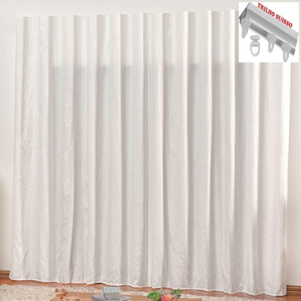 Cortina Em Jacquard Bahamas 3,00 X 2,70 Para Trilho Suisso - Branca