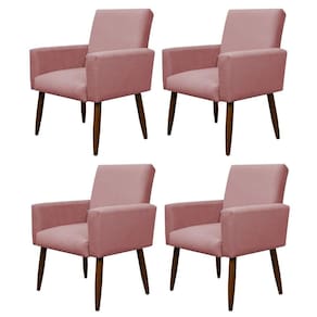 Kit 4 Poltronas Decorativa Sala E Quarto Nina Suede Herrero Cor:rosa