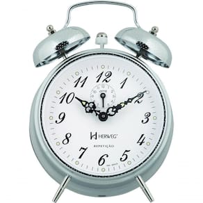 Relógio Despertador Mecânico Vintage Retro Herweg Ref - 2380 Cromado