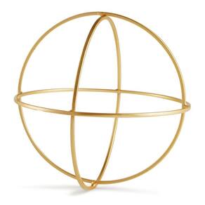 Enfeite Esfera Forma Geométrica Vazada Em Metal Dourado 24 Cm M02 - D`rossi