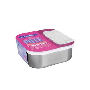 Pote Tramontina Freezinox Em Aço Inox Quadrado Com Tampa Plastica 19 Cm 2,1 L