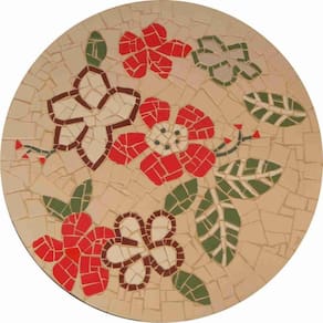 Mesa Em Mosaico Floral Veri Hibiscos Cerâmicas - Somente O Tampo Tamanho 150cm