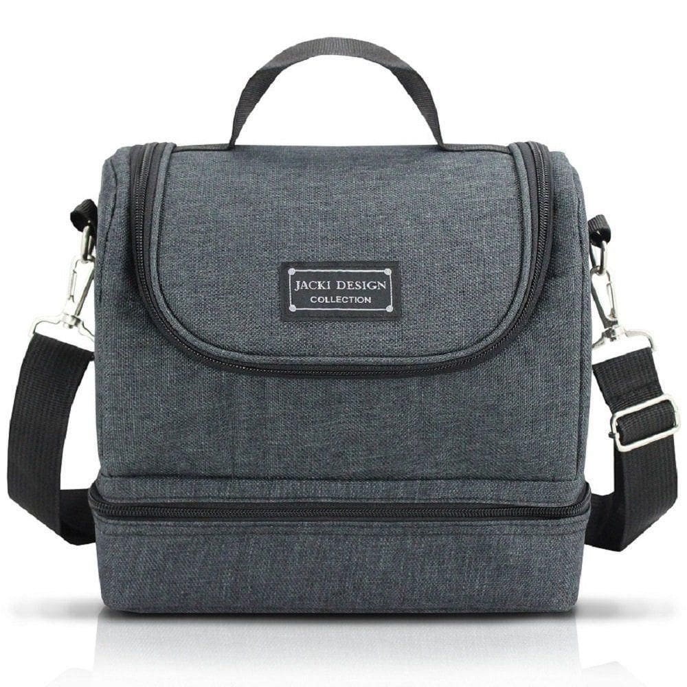 Conjunto Bolsa Térmica C- 2 Compartimentos Com Pote Marmita E Porta Talheres Com Porta Escova Preto