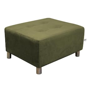 Puff Para Sala Quadrado Decorativo Com Pés Com Alumínio Nero Matrix - Veludo Light Chumbo Light