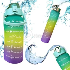 Kit 3 Garrafas De água Motivacionais Squeeze Tie Dye 2 Litros Coloridas Adesivos 2d E 3d - Verde
