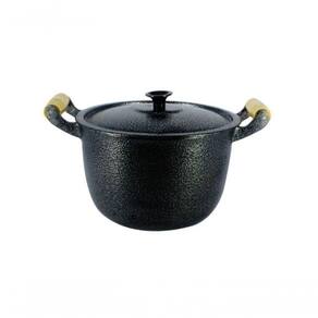 Caldeirão Alumínio Alça De Madeira 26Cm Preto