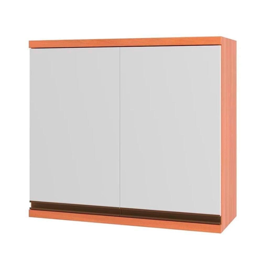 Armário Aéreo Macadâmia 80cm 2 Portas 914002 Telasul Freijo E Branco