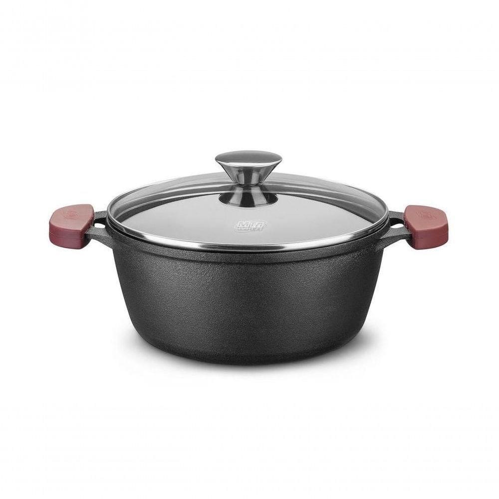 Caçarola De Ferro Com Tampa De Vidro Forno/fogão 30cm Mta 8376