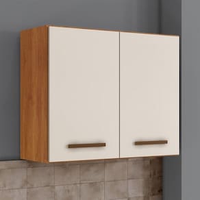Armário Aéreo Com 2 Portas E 1 Prateleira Valencia Naturalle Com Off White