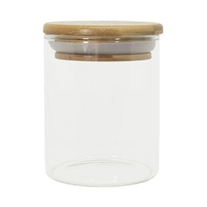 Pote De Vidro Com Tampa De Bambu Oikos 200ml Hermético Redondo