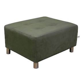 Puff Para Sala Quadrado Decorativo Com Pés Com Alumínio Nero Matrix - Veludo Light Cinza Light