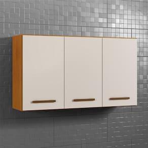 Armário Aéreo 3 Portas E 2 Prateleiras Etios Naturalle Com Off White