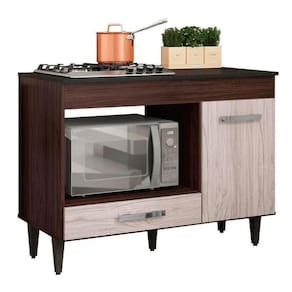 Balcão Para Forno Micrrondas E Cooktop 4 E 5 Bocas Carla Marrom