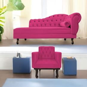 Kit Diva Recamier Diana 130Cm Lado Esquerdo E 01 Poltrona Classic Suede - Doce Sonho Móveis Pink