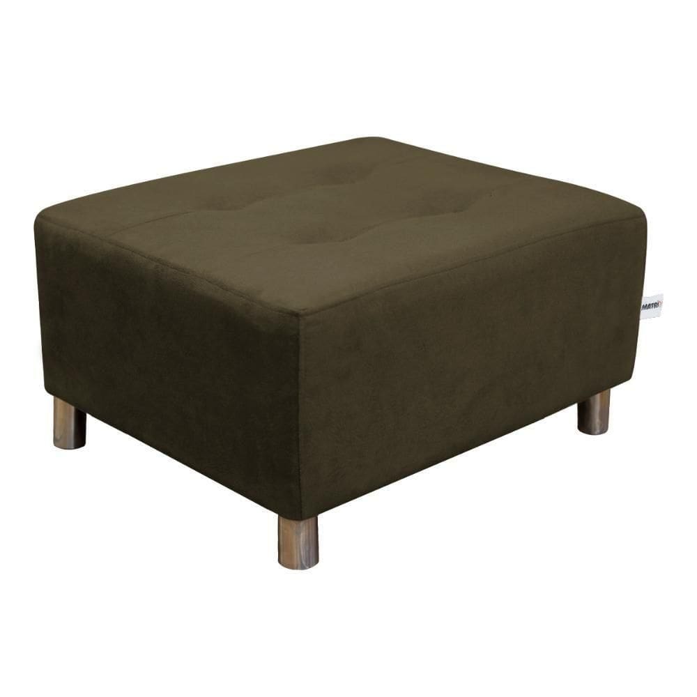 Puff Para Sala Quadrado Decorativo Com Pés Com Alumínio Nero Matrix - Veludo Marrom Escuro